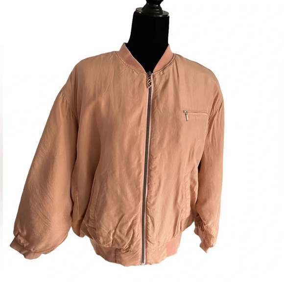 See by Chloe Dusty pink rose/muted brown silk bomber jacket - Picture 6 of 12